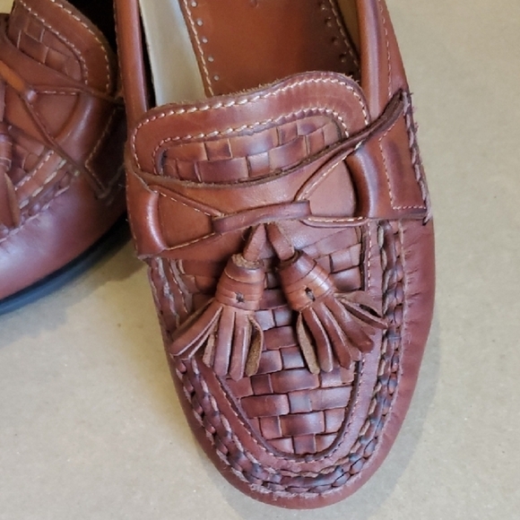 Johnston & Murphy Brown Leather Oxfords with Woven Design And Tassels 8.5 W - Picture 3 of 11